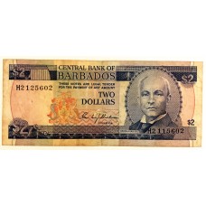 BARBADOS 1986 . TWO DOLLARS BANKNOTE . ERROR . MIS-MATCHED SERIALS